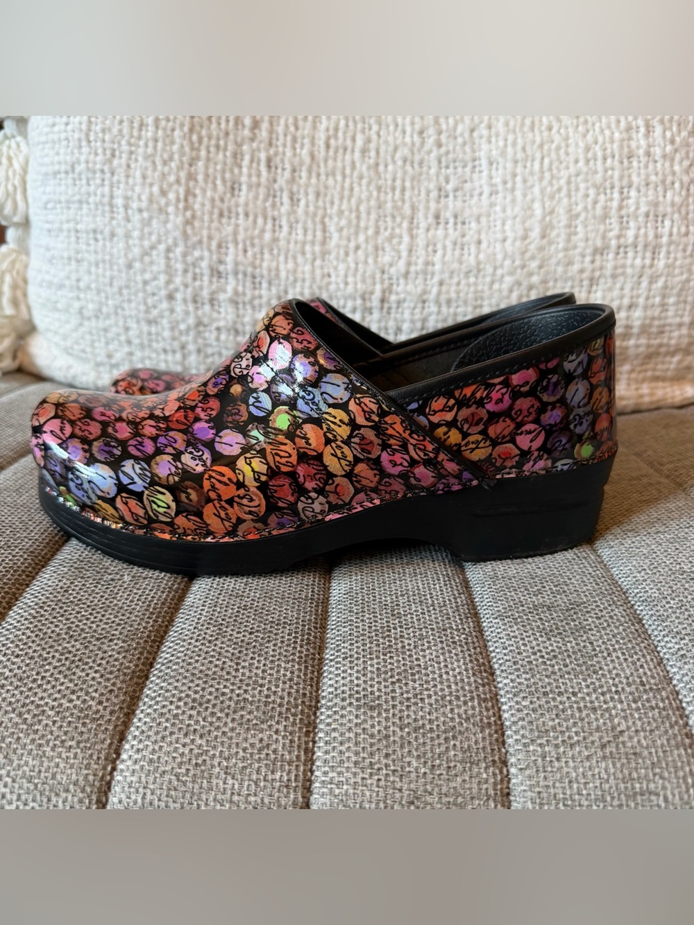 Dansko Multicolor Patent Leather Patterned Clogs - Picture 6 of 10